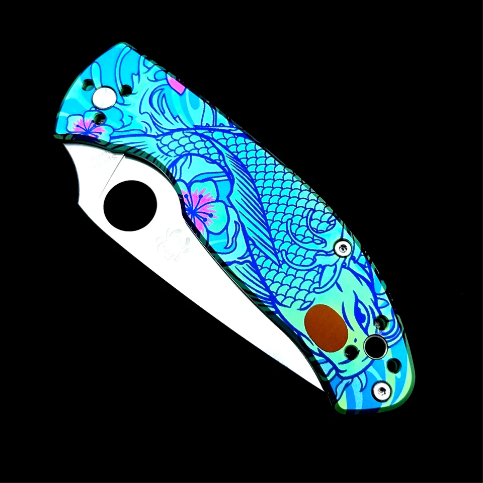 Spyderco Tenacious Frame Lock C122TIBLP Titanium 8Cr13MoV Steel Pocket Knife