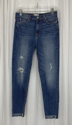 Pantalones de mezclilla para mujer Comune talla 28 Skyrise desgastados ajustados dobladillo crudo al tobillo Foto 1 de 4