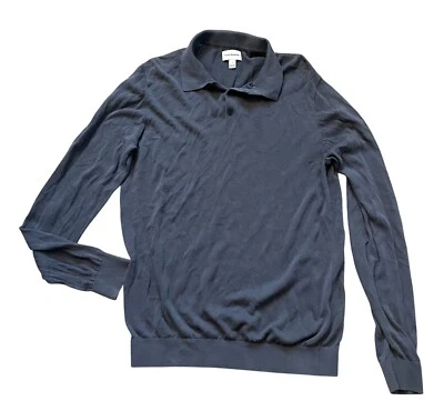 Frank and Oak Long Sleeves Polo Sweater Men's Size Medium Blue Casual Fall - Imagem 1 de 4