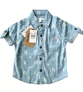 NWT Appaman Toddler Boy’s 2T Chambray Beach Print Shirt - Picture 1 of 4