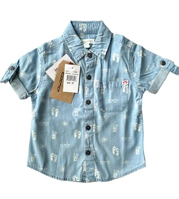 NWT Appaman Toddler Boy’s 2T Chambray Beach Print Shirt - Image 1 of 4