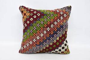 24"x24" Green Pillow Cover, Pillow for Couch, Kilim Pillow Cases