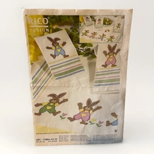 Cross Stitch Tablecloth Chart Bunnies Easter Spring By Rico - Picture 1 of 2