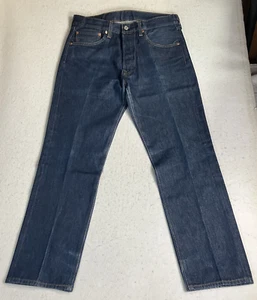 Levis 501 Jeans Men 32x30 Button Fly Pleated Dark Wash Denim Blue - Bild 1 von 13