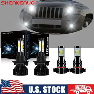 For Jeep Compass 2010 6000K LED Headlights High/Low Fog Lights Bulbs Combo Kit - Foto 1 di 12