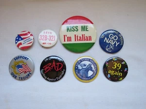 Vintage 1970s - 1980s Button Pins - set 0f 8 - Picture 1 of 2