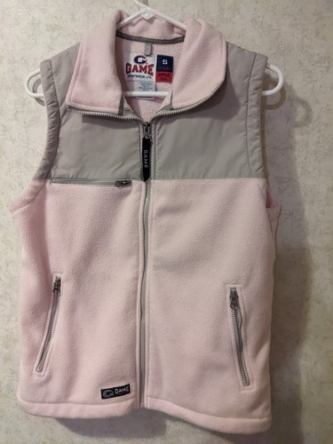 VETEMENTS Game Sportswear LTD Gilet Donna Full Zip Pile Tasche Taglia S Rosa e Grigio