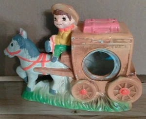 Rare Vintage Ceramic Stage Coach Bank Nagoya Japan National Silver Company - Picture 1 of 8