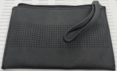 Saks Fifth Ave NEGRO 7.5"x5" Bolsa de Maquillaje Bolsa de Cosméticos con Cremallera NUEVAS FOTOS Foto 1 de 3