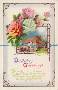 R022085 Birthday Greetings. House. Roses - Picture 1 of 2
