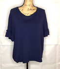 Kim Rodger Blouse Shirt Size XXL 2Xl Women's Ladies T-Shirt Blue Short Sleeve