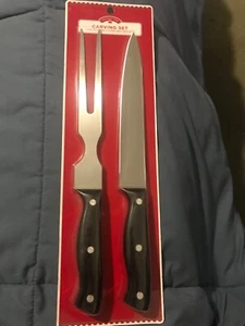 Holiday Time Carving Set- 8" Knife and Fork W/Black Handles- NEW - Picture 1 of 2