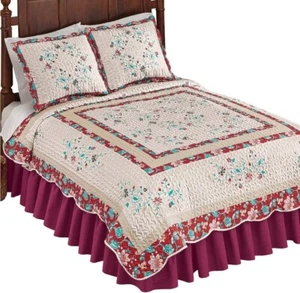Collections Etc Elegant Felicity Floral Print Quilt with Multicolored Floral Acc - Picture 1 of 2
