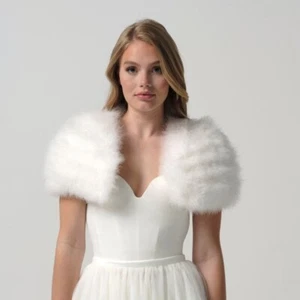 Bolero Marabou Feather Stole, Wrap Ivory - Wedding, Bride, Bridesmaid - ONE SIZE - Picture 1 of 2