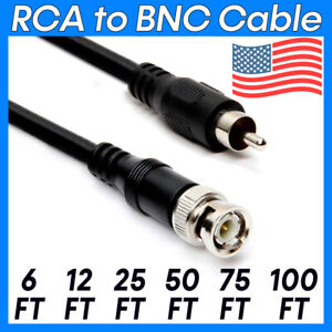 BNC to RCA Cable 75 Ohm RG59U Coaxial Cord Male to Male CCTV Camera Adapter