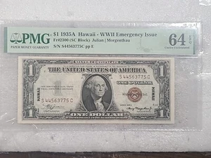 1935A $1 Silver Hawaii (SC Block)Fr# 2300 PMG 64 EPQ Serial S44563775C - Picture 1 of 2