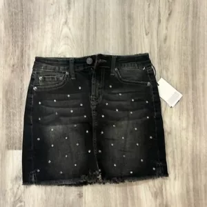 7 for All Mankind mini skirt size 12 NWT black with rhinestone - Picture 1 of 4