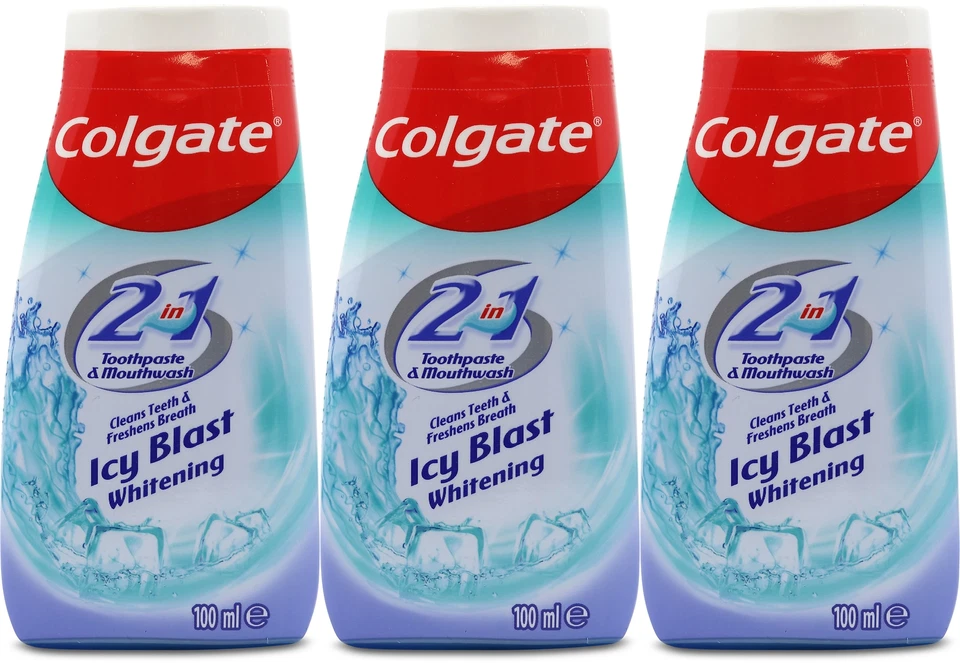 Colgate Icy Blast Whitening 2-In-1 Toothpaste & Mouthwash 100ml X 3