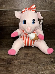 Vintage 1995 Zuckerhut Schwein Plüsch mit Eis 10 Zoll Stofftier 90er mit Etikett - Bild 1 von 10
