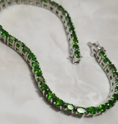 Pulsera Tenis Ross Simons Plata de Ley Cromo Diópsido Verde  Foto 1 de 4