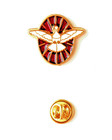 Holy Spirit Red/Gold/White Tone 1" Lapel Pin with White Dove