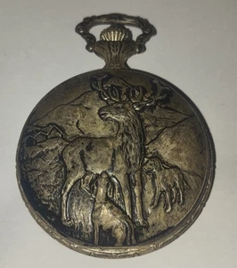 VINTAGE - OROLOGIO DA TASCHINO - MARZIA - A CARICA, SCENE CON CERVI - XX SECOLO - Picture 1 of 3