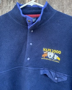 Vintage Y2K Alaska Men’s (L) Synchilla Style Blue Fleece Pullover Sweatshirt - Picture 1 of 4