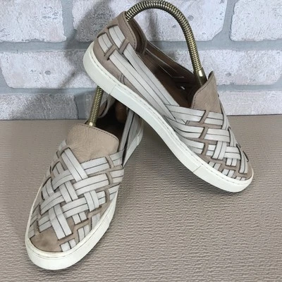 Frye Ivy Huarache Zapatos Mujer 6.5 Dos Tonos Cuero Zapatilla Sin Cordones Tejidos Planos Foto 1 de 4