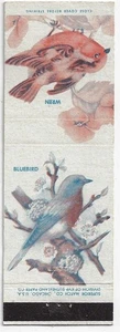 Matchbook Cover Superior Set 1 of 5 Bluebird Wren White Date 1952 Cover . - Picture 1 of 3