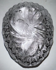 Hofbauer Cut Lead Crystal Bird Oval Shaped Lidded Dish Trinket Jewelry Candy - Picture 1 of 4