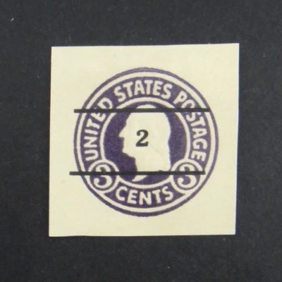US Stamped Envelope U476 2c on 3c 1920-21 Cut Square Dark Violet on Amber - Image 1 of 2