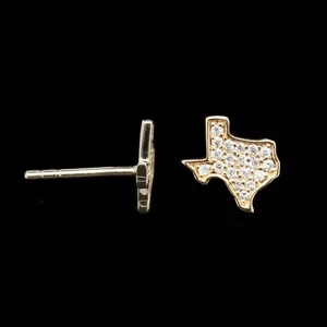 14k Yellow Gold Plated 2.20Ct Round Cut Moissanite Texas Map Stud Earring - Picture 1 of 3
