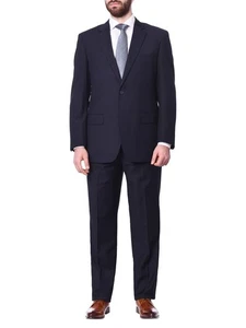 Raphael Classic Fit Solid Navy Blue Two Button Wool-touch Suit - Picture 1 of 4
