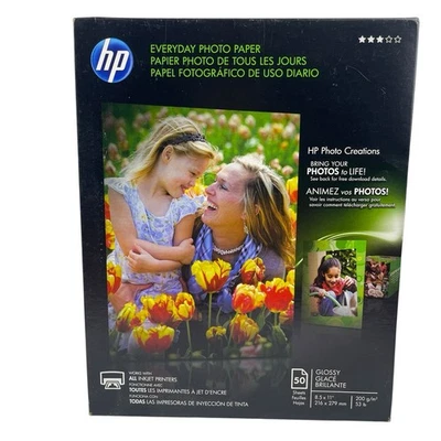 HP Everyday Photo Paper Glossy 8-1/2”x 11” (50 Sheets/Pack) Q8723A New Sealed - Image 1 of 2