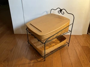 Longerberger Wrought Iron 2-basket Desk Organizer with Lid and baskets - Picture 1 of 15