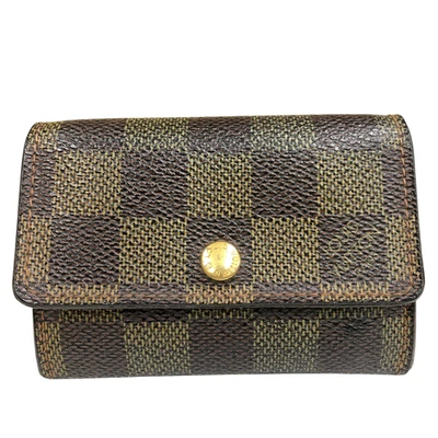 Auth Louis Vuitton Porte Monnaie Plat Coin Case Damier Wallet Ebene N61930 - Image 1 of 4