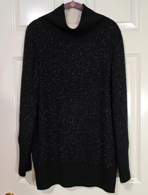 RAG & BONE Funnel Neck Cashmere Sweater Tunic Black w/ White Specks Small - Image 1 of 4