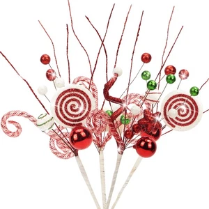 4 Stück Glitzer Lockig Süßigkeiten Weihnachtsbaum Plektren Sortiert Rot Grün Weiß Dekora... - Bild 1 von 5