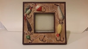 Russ Berrie & Co. Fishing Picture Frame Hand Painted Fisherman Nature Outdoor - Picture 1 of 9