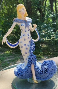 DRESDEN LACE DANCING LADY TIFFANY BLUE FIGUR FIGURE 10" TOP - Bild 1 von 8