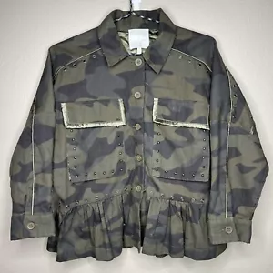 Joie Samia Camo Fatigue Cargojacke Rüschensaum Schößchen 3/4 Ärmel Knopfleiste Gr. S - Bild 1 von 10