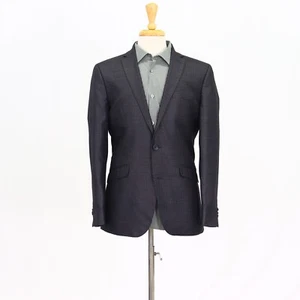 Kenneth Cole 38R Gray Sport Coat Blazer Jacket Check 2B Polyester - Picture 1 of 11