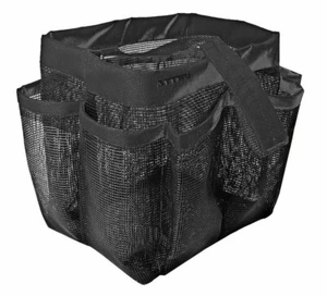 Black Portable Mesh Shower Bathroom Basket Bag Quick Dry Breathable Caddy Tote - Picture 1 of 1