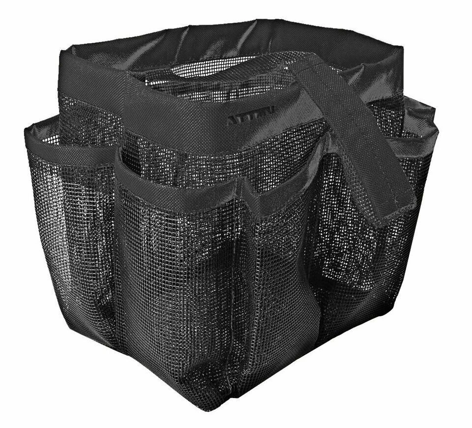 Black Portable Mesh Shower Bathroom Basket Bag Quick Dry Breathable Caddy Tote - Image 1 of 1