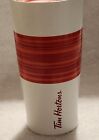Tim Hortons Travel Mug White Red Orange Stripes Lid Ceramic Limited 2015 New
