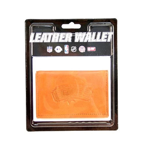 Brand New San Antonio Spurs Team Tan Tri-Fold Leather Wallet Cover