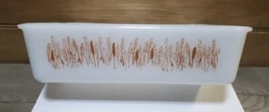 Vtg Proctor Silex Casserole Autumn Wheat Pattern #6 Milk Glass 9"x7" - Picture 1 of 15