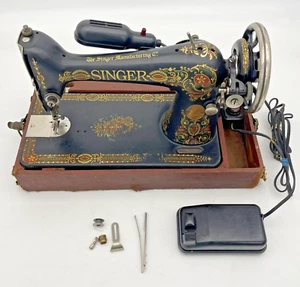 Vintage 1918 Singer Red Eye Sewing Machine Model 66 w/ Brother Sewing Motor - Picture 1 of 24