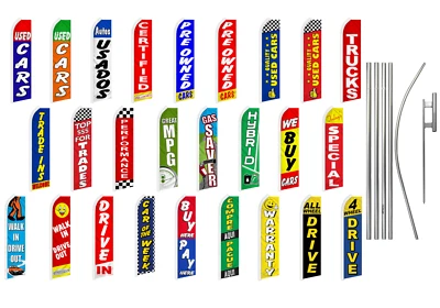 Dealership Advertising Swooper Flutter Feather Flag Kit Used Cars Trade In Truck - Image 1 of 4