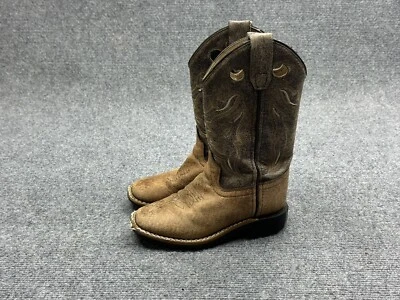 Old West Boot Kids Size 10 Square Toes Boot Leather VB9113 - Image 1 of 4